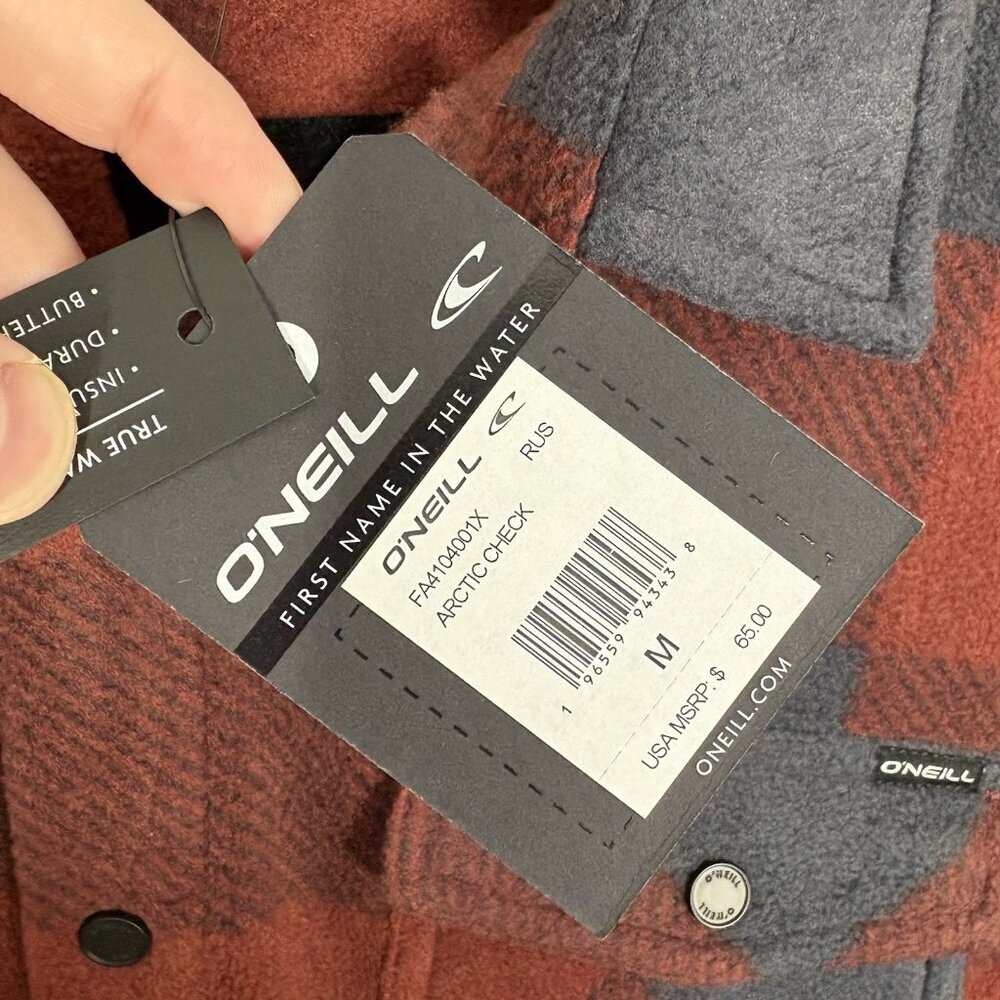 O’Neill Men M Arctic Check Superfleece Snap Button Cozy Shacket Shirt Jacket NWT - Picture 10 of 13